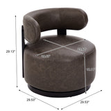 360° Swivel Club Chair Padded Accent Chair Upholstered Barrel Chair, Dark Brown