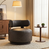 360° Swivel Club Chair Padded Accent Chair Upholstered Barrel Chair, Dark Brown