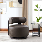 360° Swivel Club Chair Padded Accent Chair Upholstered Barrel Chair, Dark Brown