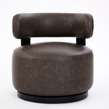 360° Swivel Club Chair Padded Accent Chair Upholstered Barrel Chair, Dark Brown