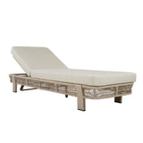 Outdoor Chaise Lounge with 5-Position Adjustable Back & Water-Resistant Cushion, Patio Sunbathing Bed Daybed, Beige,Natural