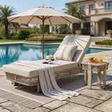 Outdoor Chaise Lounge with 5-Position Adjustable Back & Water-Resistant Cushion, Patio Sunbathing Bed Daybed, Beige,Natural