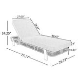 Outdoor Chaise Lounge with 5-Position Adjustable Back & Water-Resistant Cushion, Patio Sunbathing Bed Daybed, Beige,Natural