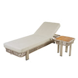 2pcs Patio Chaise Lounge Set with Side Table, 5-Position Adjustable Back & Water-Resistant Cushion, Outdoor Daybed Recliner, Beige,Natural