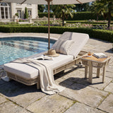 2pcs Patio Chaise Lounge Set with Side Table, 5-Position Adjustable Back & Water-Resistant Cushion, Outdoor Daybed Recliner, Beige,Natural