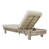 2pcs Patio Chaise Lounge Set with Side Table, 5-Position Adjustable Back & Water-Resistant Cushion, Outdoor Daybed Recliner, Beige,Natural