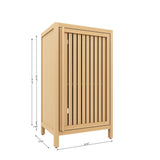 Narrow Bamboo Bathroom Storage Cabinet, Freestanding Slim Floor Organizer with Slatted Single Door & Inner Shelf, Natural