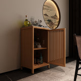Narrow Bamboo Bathroom Storage Cabinet, Freestanding Slim Floor Organizer with Slatted Single Door & Inner Shelf, Natural