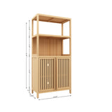 Bamboo Storage Cabinet, Freestanding Tall Bathroom Floor Organizer & Kitchen Pantry Cupboard with 2-Tier Open Shelves