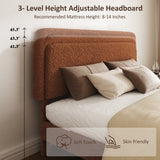 Queen Size Bed frame, Upholstered Platform Bed with Adjustable Height Headboard for Teens, Adults, Quiet Design