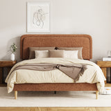 Queen Size Bed frame, Upholstered Platform Bed with Adjustable Height Headboard for Teens, Adults, Quiet Design