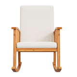 Outdoor Rocking Chair Patio Accent Chair Garden Leisure Armchair with Water-Resistant Cushion, Brown