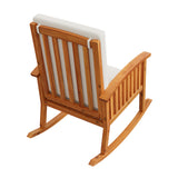 Outdoor Rocking Chair Patio Accent Chair Garden Leisure Armchair with Water-Resistant Cushion, Brown