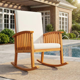 Outdoor Rocking Chair Patio Accent Chair Garden Leisure Armchair with Water-Resistant Cushion, Brown