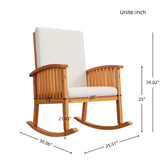 Outdoor Rocking Chair Patio Accent Chair Garden Leisure Armchair with Water-Resistant Cushion, Brown