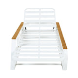 2pcs 5-Position Adjustable Patio Chaise Lounge Set with Side Table, Cushion&Water-Resistant Frame, Outdoor Reclining Lounger Daybed, White