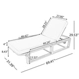 2pcs 5-Position Adjustable Patio Chaise Lounge Set with Side Table, Cushion&Water-Resistant Frame, Outdoor Reclining Lounger Daybed, White