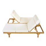 Set of 2 Outdoor Chaise Lounge with 5-Position Adjustable Back & Water-Resistant Cushion, Patio Reclining Lounger Set Daybed, Beige