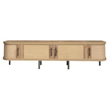 70" Modern TV Stand Console, Boho Media Entertainment Center with Woven PE Rattan Doors for TVs up to 80", Natural