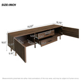 70" Modern TV Stand Console, Mid-Century Media Entertainment Center with Slatted Cabinet Doors & Pine Legs for TVs up to 80", Dark Brown
