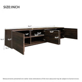 Modern TV Stand Console, Mid-Century Media Entertainment Center with Push-Open Doors & Adjustable Shelves for TVs up to 85", Dark Brown