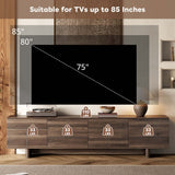Modern TV Stand Console, Mid-Century Media Entertainment Center with Push-Open Doors & Adjustable Shelves for TVs up to 85", Dark Brown