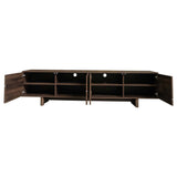 Modern TV Stand Console, Mid-Century Media Entertainment Center with Push-Open Doors & Adjustable Shelves for TVs up to 85", Dark Brown