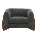 Modern Boucle Upholstered Armchair, Mid-Century Accent Chair Oversized Sofa Chair Club Chair with Unique Birch Wood Legs