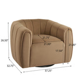 Modern Velvet Swivel Chair Barrel Chair, Mid-Century Club Chair with Vertical Channel Tufting for Living Room