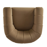 Modern Velvet Swivel Chair Barrel Chair, Mid-Century Club Chair with Vertical Channel Tufting for Living Room