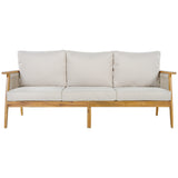 Outdoor Sofa 3-Seater Patio Sofa with Water-repellent Cushion & Weather-Resistant Acacia Wood Frame