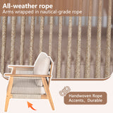 Outdoor Sofa 3-Seater Patio Sofa with Water-repellent Cushion & Weather-Resistant Acacia Wood Frame