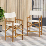 Outdoor Acacia Wood Barstool (Set of 2), Patio High-Top Dining Chairs with Water-Resistant Cushions, Natural Finish