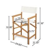 Outdoor Acacia Wood Barstool (Set of 2), Patio High-Top Dining Chairs with Water-Resistant Cushions, Natural Finish