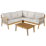 Patio Sectional Sofa Set L-Shaped Outdoor Seating Set Garden Conversation Set Chat Set with Coffee Table & Water-Repellent Cushion