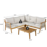 Patio Sectional Sofa Set L-Shaped Outdoor Seating Set Garden Conversation Set Chat Set with Coffee Table & Water-Repellent Cushion
