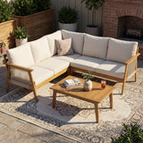 Patio Sectional Sofa Set L-Shaped Outdoor Seating Set Garden Conversation Set Chat Set with Coffee Table & Water-Repellent Cushion