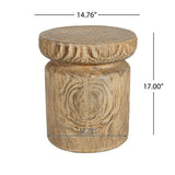 Outdoor End Table MGO Patio Side Table, Faux Wood Grain Accent Table Realistic Tree-Stump Lightweight Plant Stand, Natural
