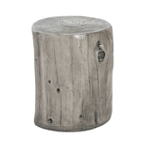 MGO Side Table, Realistic Tree-Stump Outdoor End Table, Lightweight Concrete Plant Stand, Faux Gray Wood Grain Accent Table