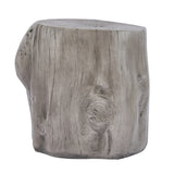 Patio End Table Faux Wood Grain MGO Side Table, Realistic Tree-Stump Outdoor End Table Lightweight Plant Stand, Antique Gray