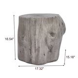 Patio End Table Faux Wood Grain MGO Side Table, Realistic Tree-Stump Outdoor End Table Lightweight Plant Stand, Antique Gray