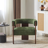 Modern Boucle Accent Chair, Barrel Chair Upholstered Armchair with Rubber Wood Legs