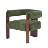 Modern Boucle Accent Chair, Barrel Chair Upholstered Armchair with Rubber Wood Legs