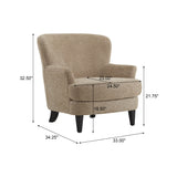 Boucle Upholstered Accent Chair with Ottoman Set, Modern Club Chair Armchair with Birch Wood Legs