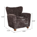 Cozy Wingback Accent Chair, Chenille/Boucle Upholstered Armchair with Round Solid Wood Legs