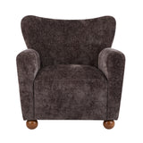 Cozy Wingback Accent Chair, Chenille/Boucle Upholstered Armchair with Round Solid Wood Legs