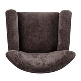 Cozy Wingback Accent Chair, Chenille/Boucle Upholstered Armchair with Round Solid Wood Legs