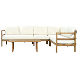 Patio Sectional Sofa Set L-Shaped Outdoor Seating Set Garden Family Conversation Set with Coffee Table & Water-Repellent Cushion
