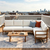 Patio Sectional Sofa Set L-Shaped Outdoor Seating Set Garden Family Conversation Set with Coffee Table & Water-Repellent Cushion