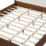 King Size Platform Bed Frame with Upholstered Headboard, Brown